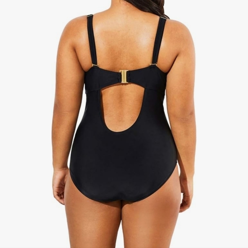 Swimsuits for All sz 34 floral tropical print 5X one piece swimsuit black SW76 - Picture 4 of 12
